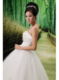 Ball-Gown Strapless Floor-Length Satin Wedding Dress With Ruffle Lace Beadwork Flower(s)