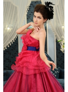Ball-Gown Strapless Floor-Length Taffeta Organza Quinceanera Dress With Ruffle H-119