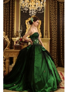 Ball-Gown Strapless Floor-Length Taffeta Tulle Quinceanera Dress With Ruffle Beading H-113