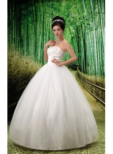 Ball-Gown Strapless Satin Tulle Wedding Dress With Beadwork