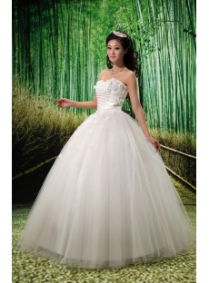 Ball-Gown Strapless Satin  Tulle Wedding Dress With Embroidery Beadwork Flower(s)