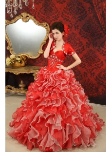 Ball-Gown Sweetheart Floor-Length Organza Quinceanera Dress With Beading  H-128