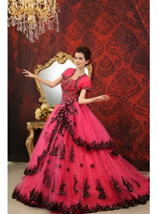 Ball-Gown Sweetheart Floor-Length Organza Quinceanera Dress With Embroidered Ruffle Beading Sequins H-117