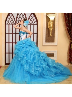 Ball-Gown Sweetheart Floor-Length Organza Quinceanera Dress With Embroidered Ruffle H-148
