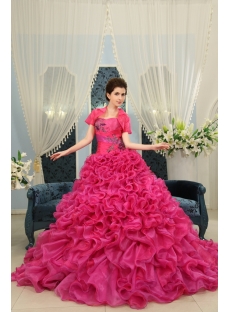  Ball-Gown Sweetheart Floor-Length Organza Quinceanera Dress With Ruffle Beading H-118