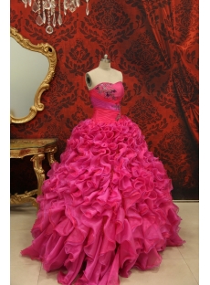  Ball-Gown Sweetheart Floor-Length Organza Quinceanera Dress With Ruffle Beading H-118