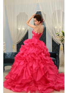 Ball-Gown Sweetheart Floor-Length Organza Satin Quinceanera Dress With Ruffle Beading H-124