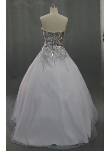 Ball Gown Sweetheart Organza Satin Wedding Dress With Beadwork Sequins 03613