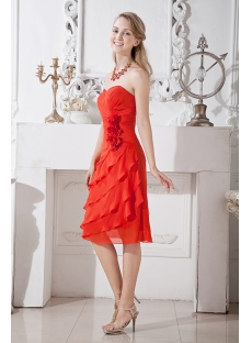 Beautiful Red Short Graduation Dress with Flowers