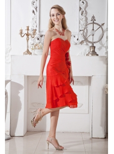 Beautiful Red Short Graduation Dress with Flowers