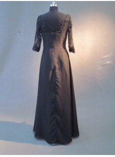 Black 1/2 Lace Long Sleeves Mother of Bride Dress IMG_2645
