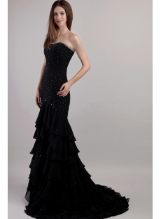 Black Chiffon 2013 Sheath tasteful Evening Dress with Train 2146