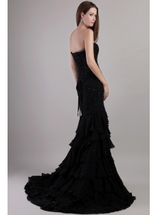Black Chiffon 2013 Sheath tasteful Evening Dress with Train 2146