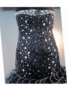 Black Mermaid Trumpet Floor-Length Satin Organza Prom Dress 4547