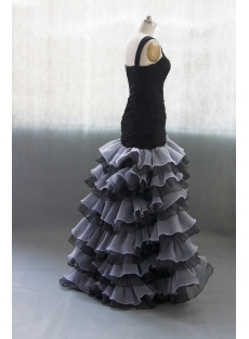 Black Sweetheart Organza Satin Wedding Dress With Ruffle Beadwork 02702