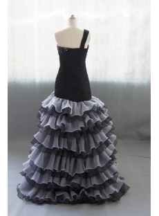 Black Sweetheart Organza Satin Wedding Dress With Ruffle Beadwork 02702