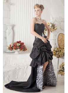 Black and Zebra High-low Quinceanera Dress