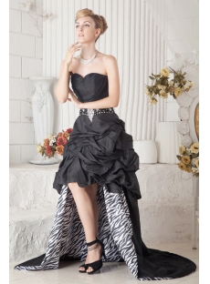 Black and Zebra High-low Quinceanera Dress