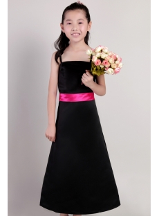 Black with Hot Pink Flower Girl Gown Cheap 2185