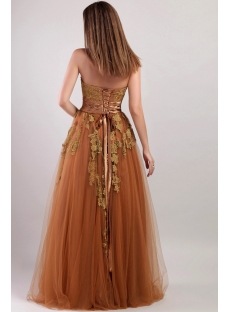 Brown Long Cheap Quinceanera Dress with Corset 2091