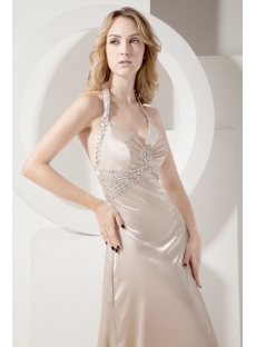 Champagne Halter Sexy Prom Dress 2013 with Train