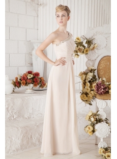 Champagne Long One Shoulder Chiffon Mother of Brides Gown