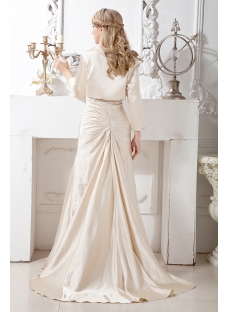 Champagne Mother of Groom Gown with Long Sleeves Jacket