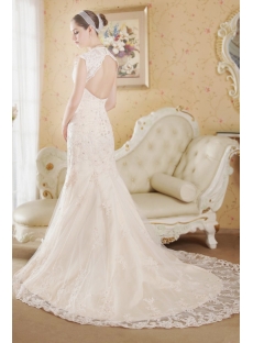 Cheap Exquisite Lace Bridal Gowns with Open Back