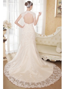 Cheap Exquisite Lace Bridal Gowns with Open Back