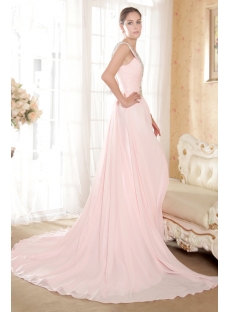 Cheap Pink Luxurious Plus Size Evening Gown with Train