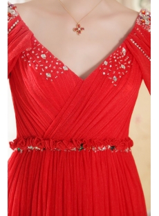 Chic Chiffon Red Bridal Gown with Short Sleeves