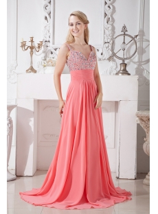 Coral Long Evening Dress for Party
