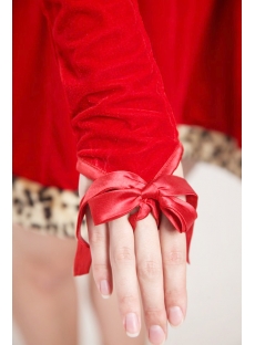 Cute Red Velvet Christmas Party Dress 2012 with Fur