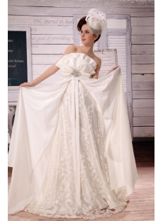 Ivory Strapless Brilliant Charmeuse Pregancy Wedding Dress