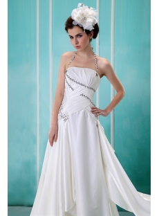 Empire Halter Chiffon Wedding Dress With Ruffle Beadwork Sequins 