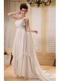 Chic Empire One-Shoulder Chiffon Maternity Bridal Gown
