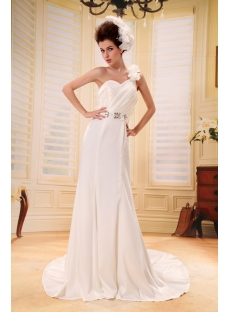 Romantic Spring One Shoulder Maternity Wedding Gown With Flowers
