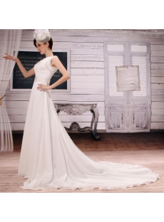 Ivory Modest Chiffon Bridal Gown with Open Back