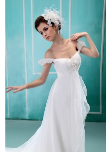 Empire Scoop Neck Floor-Length Silk-like Satin Maternity Wedding Dress With Ruffle F-078