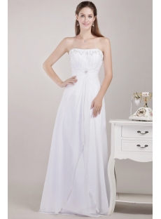 Floor Length Strapless Beaded Beach Bridal Gown
