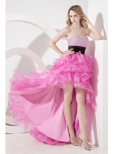 Glamorous Fuchsia High-low Quinceanera Gowns