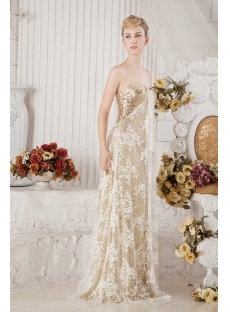 Gold Sequins Evening Dress for Plus Size