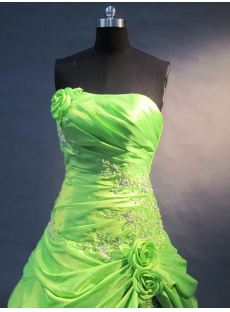 Green Strapless Sweetheart Floor-Length Taffeta Quinceanera Dress 1562