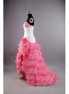 High Low Strapless Short / Mini Long / Floor-Length Satin Organza Prom Dress 1457