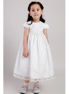 Ivory Baby Doll Style Flower Girl Dresses with Cap Sleeves 2163
