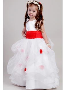 Ivory and Red Toddler Little Bridal Dress 2053