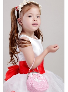 Ivory and Red Toddler Little Bridal Dress 2053