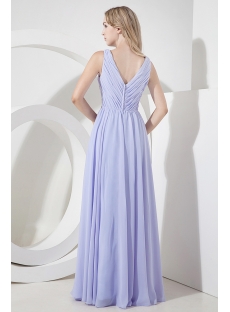 Lavender Chiffon Mother of Groom Dress with V-neckline