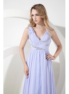 Lavender Chiffon Mother of Groom Dress with V-neckline