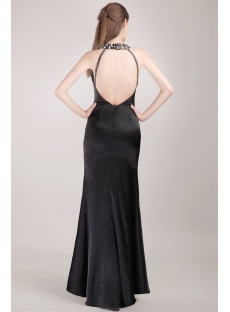 Luxury Black Sheath Sexy Evening Dress with Slit